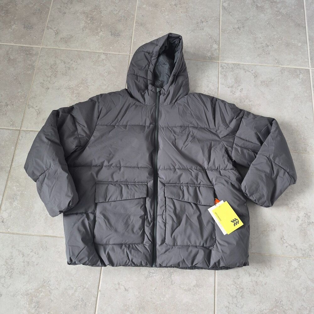 All in Motion Mens Gray Zip Up Puffer Jacket Pockets Size 3XL